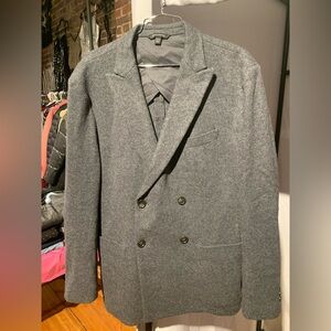 Banana Republic Gray Double-Breasted Blazer